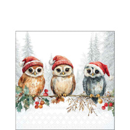 Karácsonyi baglyos szalvéta 25x25 cm 20 db-os Wise Owls