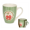 Karácsonyi porcelán bögre 350 ml zöld csíkos ajándékos
