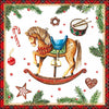 Karácsonyi hintalovas háromrétegű papírszalvéta 33x33 cm 20 db-os Christmas Toys White