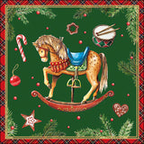 Karácsonyi hintalovas háromrétegű papírszalvéta 33x33 cm 20 db-os Christmas Toys zöld