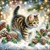 Karácsonyi cicás háromrétegű papírszalvéta 33x33 cm 20 db Cute cat in the snow
