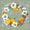 Háromrétegű karácsonyi papírszalvéta 33x33 cm 20 db Helleborus and oranges