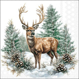 Karácsonyi szarvas mintás szalvéta 33x33 cm 20 db-os Winter Stag