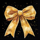 Karácsonyi masnis arany-fekete szalvéta 33x33 cm 20 db-os Fancy Bow