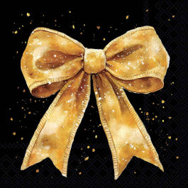 Karácsonyi masnis arany-fekete szalvéta 33x33 cm 20 db-os Fancy Bow