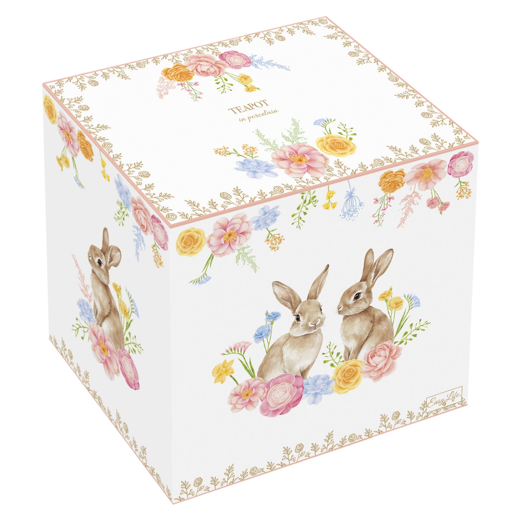 Húsvéti nyuszis porcelán teáskanna 900 ml díszdobozban