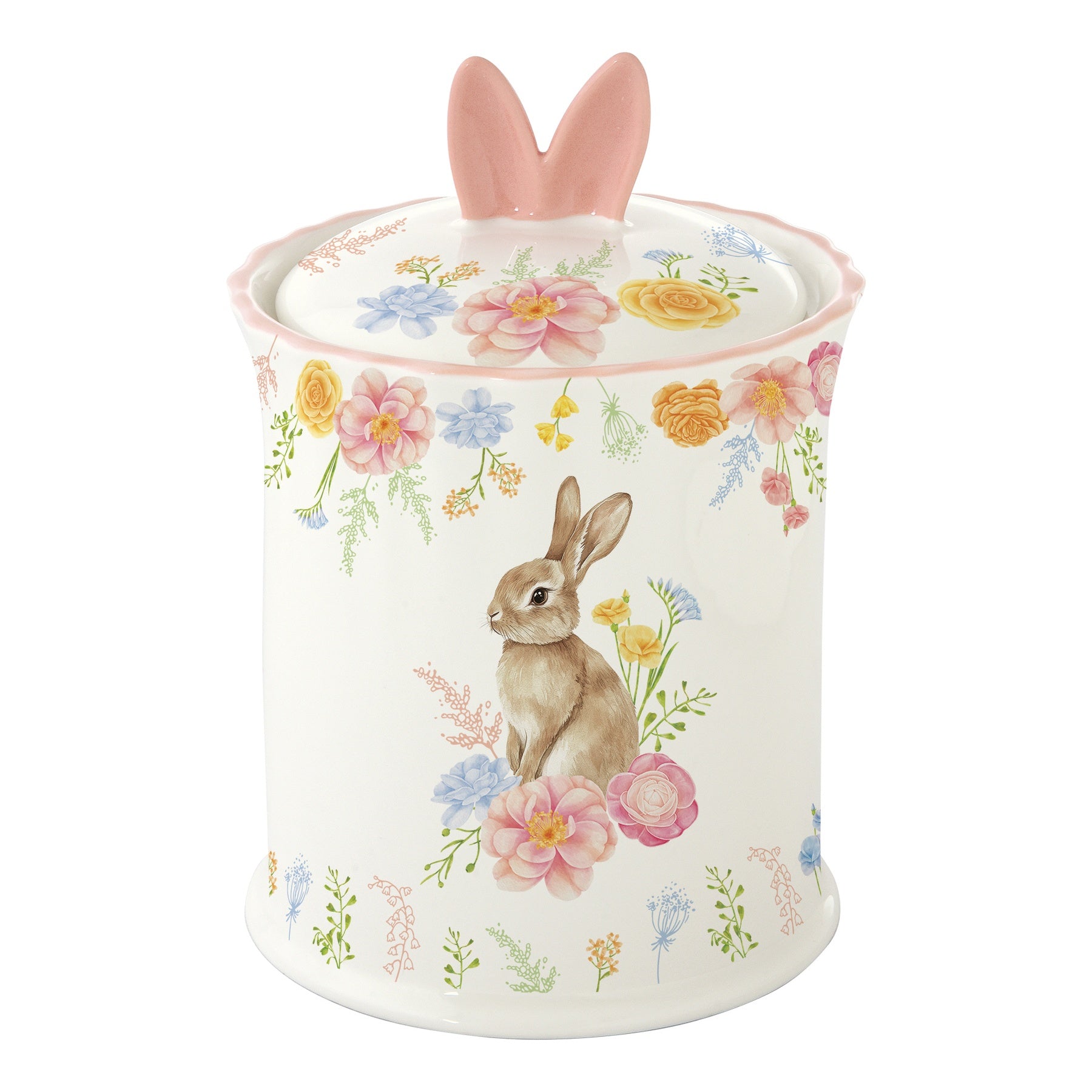 Húsvéti nyuszis porcelán keksztároló 11x15 cm díszdobozban