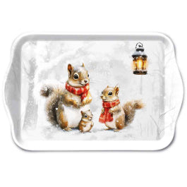 Karácsonyi mókusos melamin kistálca 13x21 cm Squirrel Family