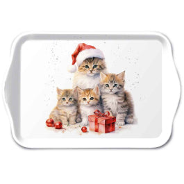 Karácsonyi cicás melamin kistálca 13x21 cm Meaowy Christmas