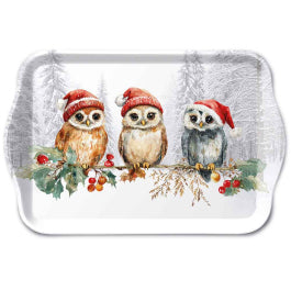 Karácsonyi baglyos melamin kistálca 13x21 cm Wise Owls