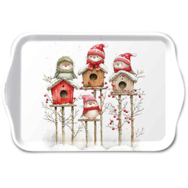 Karácsonyi madaras melamin kistálca 13x21 cm Birdhouse Quartet
