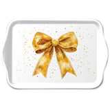 Karácsonyi masnis arany-fehér melamin kistálca 13x21 cm Fancy Bow