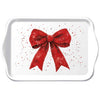Karácsonyi masnis piros-fehér melamin kistálca 13x21 cm Fancy Bow