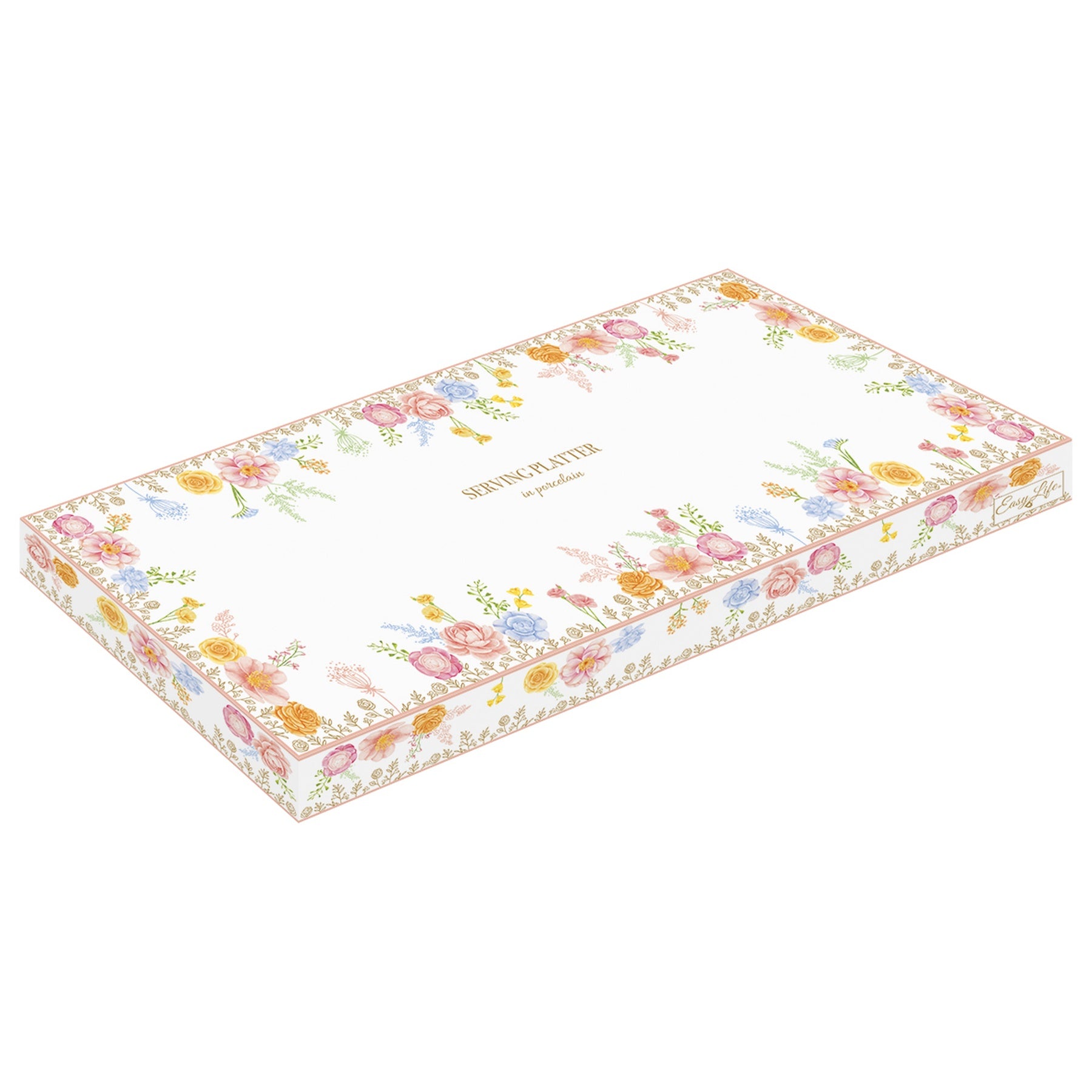 Húsvéti nyuszis porcelán kínálótálca 37x15 cm díszdobozban