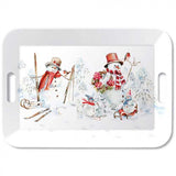 Karácsonyi hóemberes műanyag nagy konyhai tálca 33x47 cm Sporty Snowmen