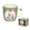 Karácsonyi porcelán bögre 360 ml zöld kötött manós