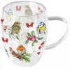 Karácsonyi duplafalú borosilicate üveg csésze Téli Madárdal 350 ml