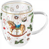 Karácsonyi hintalovas duplafalú borosilicate üveg csészeChristmas Toys 350 ml