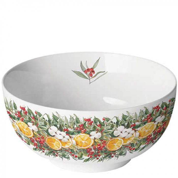 Karácsonyi porcelán tálka 6,5x14 cm Téli Narancsvarázs