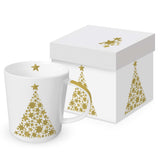 Karácsonyi bögre porcelán díszdobozzal 0,4l Tree on Canvas fehér arany