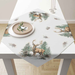 Karácsonyi szarvas mintás pamut asztalterítő 90x90 cm Winter Stag