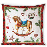 Karácsonyi hintalovas pamut párnahuzat 40x40 cm Christmas Toys