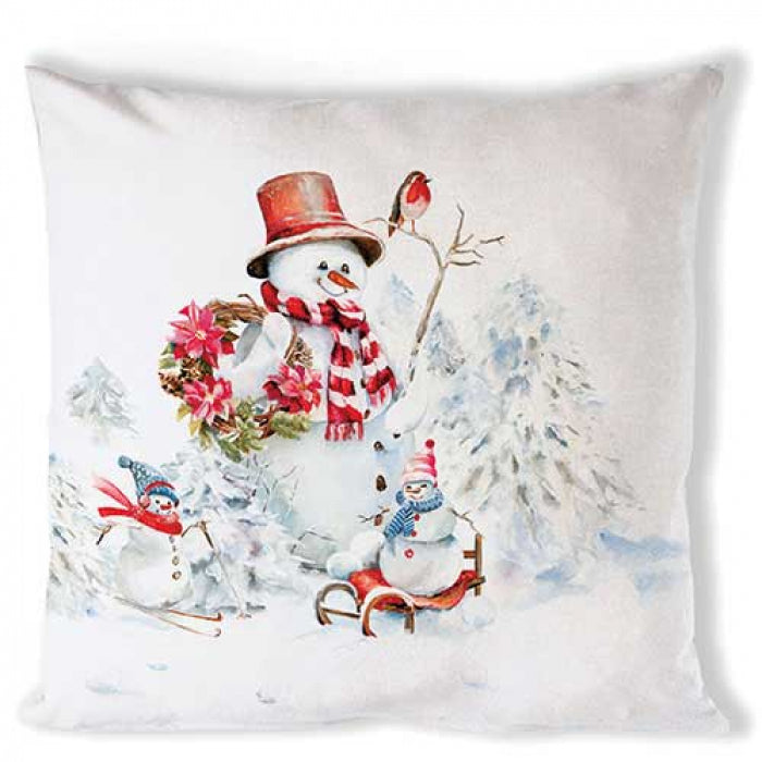 Karácsonyi hóemberes párnahuzat 40x40 cm pamut Sporty Snowmen