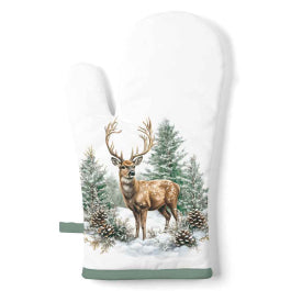 Karácsonyi szarvas mintás edényfogó kesztyű 18x30 cm Winter Stag