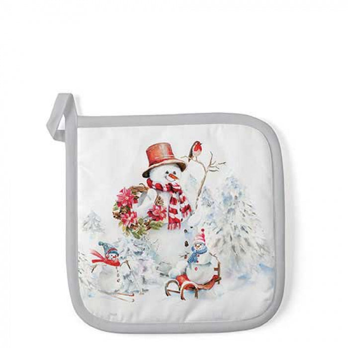 Karácsonyi hóember edényalátét 20x20 cm 100% pamut Sporty Snowmen