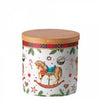 Karácsonyi hintalovas porcelán konyhai tároló bambusz szilikon zárógyűrűvel Christmas Toys kicsi