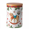 Karácsonyi hintalovas porcelán konyhai tároló bambusz szilikon zárógyűrűvel Christmas Toys közepes