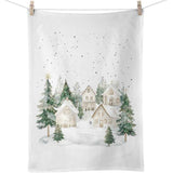 Karácsonyi havas házak mintás pamut konyharuha 50x70 cm Snowy Houses