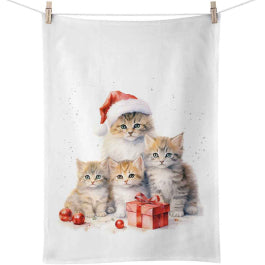 Karácsonyi cicás pamut konyharuha 50x70 cm Meaowy Christmas