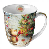 Karácsonyi porcelán bögre 400 ml Ajándékos Süni