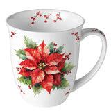 Karácsonyi mikulásvirág mintás porcelán bögre 400 ml Festive Poinsettia
