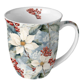 Karácsonyi mikulásvirág mintás porcelán bögre 400 ml Winter Poinsettia