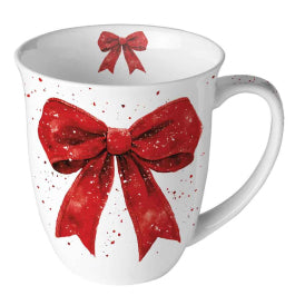 Karácsonyi masnis piros-fehér porcelán bögre 400 ml Fancy Bow