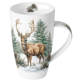 Karácsonyi szarvas mintás porcelán bögre 600 ml Winter Stag