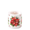 Karácsonyi mikulásvirág mintás gyertya kicsi Ø 7,5x9 cm Festive Poinsettia