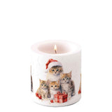 Karácsonyi cicás gyertya kicsi Ø 7,5x9 cm Meaowy Christmas