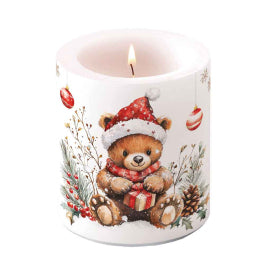 Karácsonyi macis átvilágítós viasz gyertya közepes, Ø 10×10 cm Teddy’s Gift