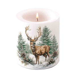 Karácsonyi szarvas mintás átvilágítós viasz gyertya közepes, Ø 10×10 cm Winter Stag