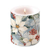 Karácsonyi mikulásvirág mintás gyertya közepes Ø 10x10 cm Winter Poinsettia