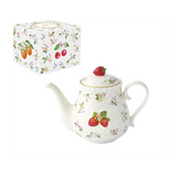 Porcelán teáskanna 850 ml eper mintás