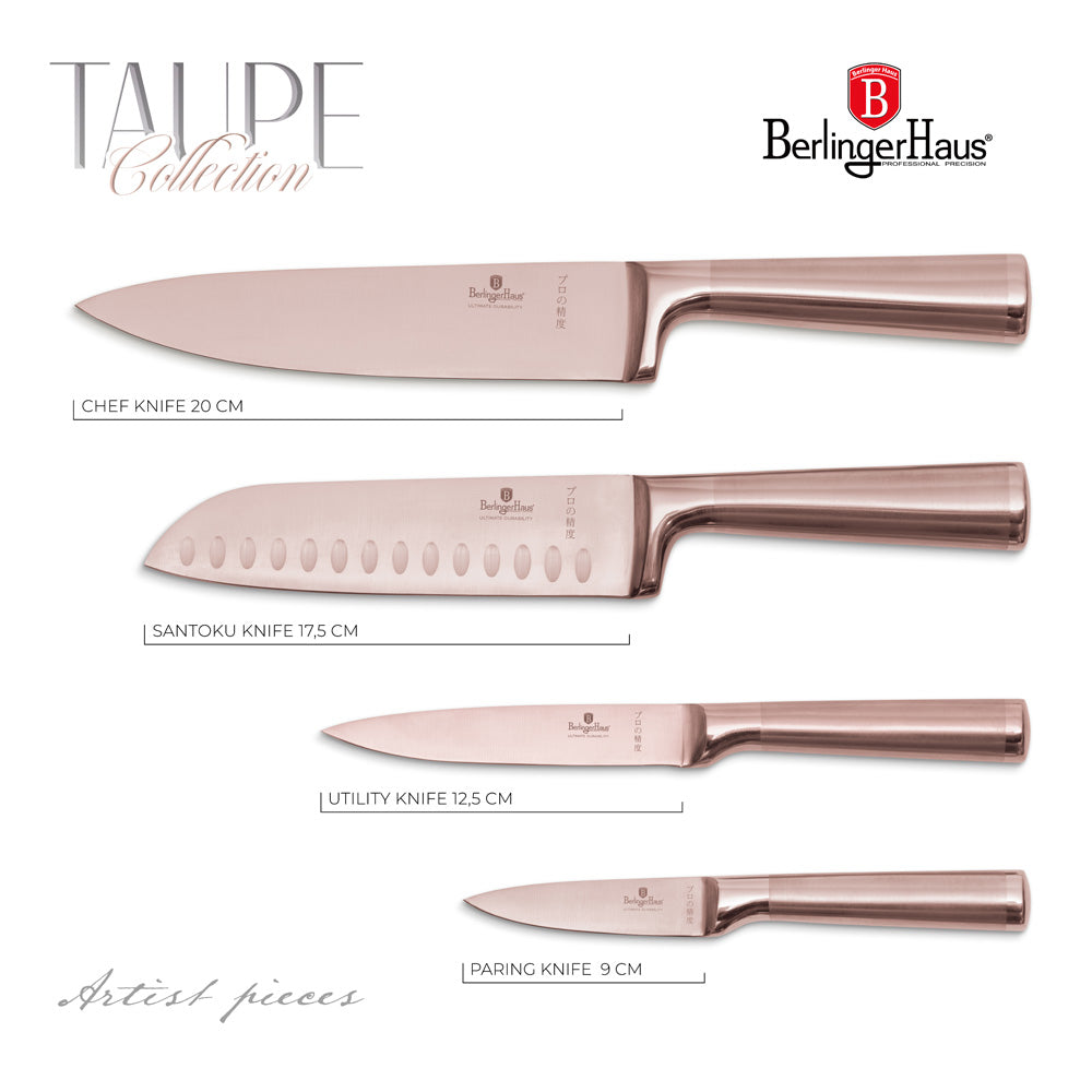 4 részes minőségi rose gold késkészlet Berlinger Haus Taupe Collection