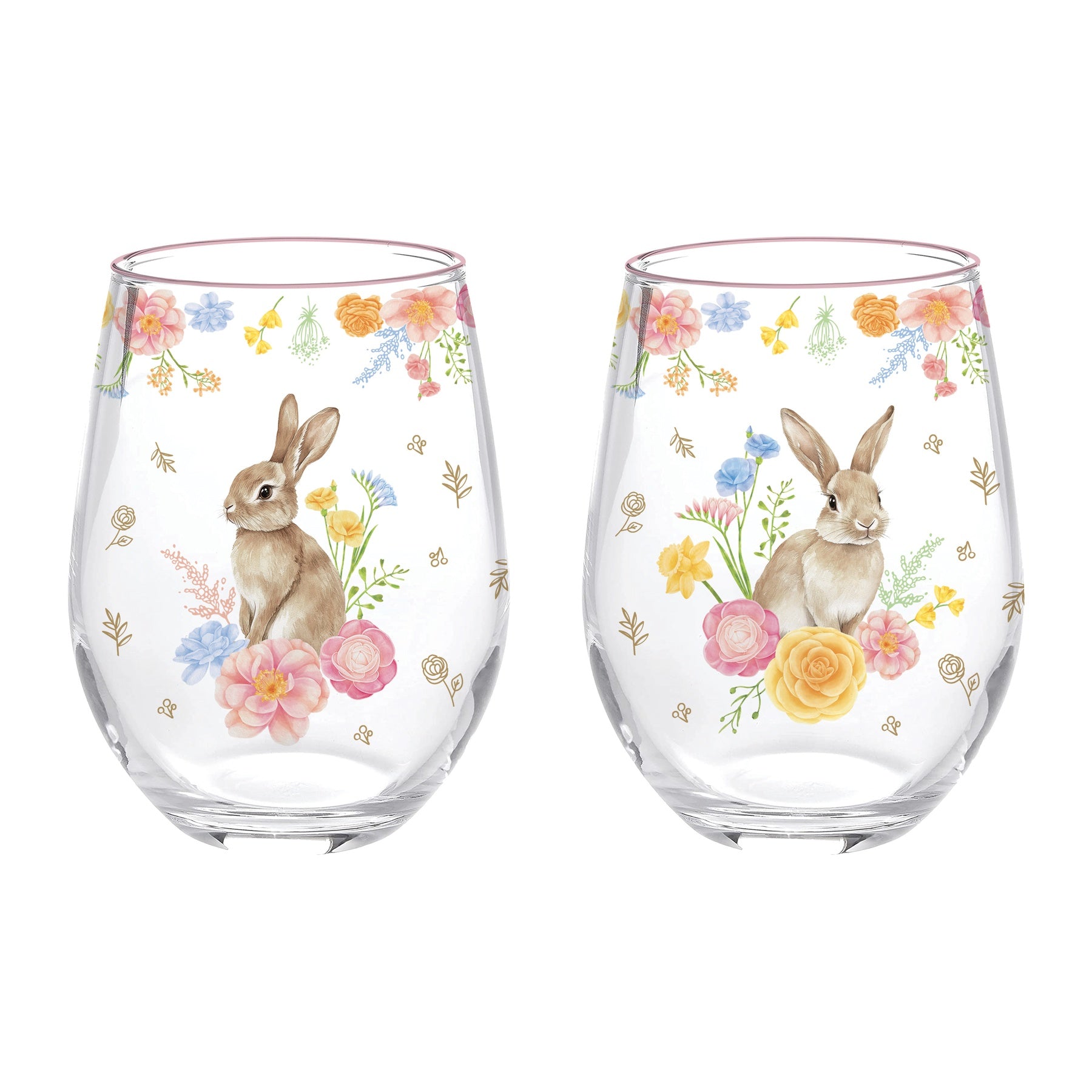 Húsvéti nyuszis Üveg pohár 500 ml 2 db-os szett díszdobozban