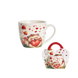Valentin napi porcelán bögre papír dísztasakkal süni 460 ml