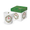 Karácsonyi télapós porcelán bögre 400 ml Wreath & Santa