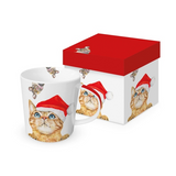 Karácsonyi cicás porcelán bögre 400 ml Who are you