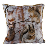 Őszi díszpárna töltelékkel 45x45 cm polyester mókusos
